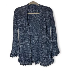 Jazzie Blue Fringe Cardigan Size M Boho Button Front